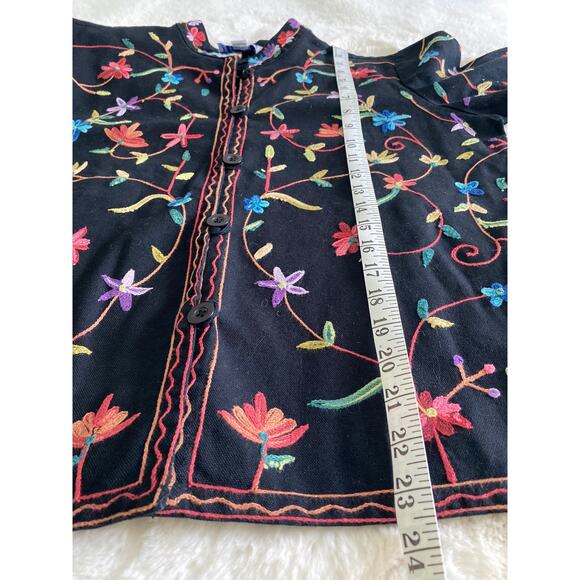 BFA Classics Colorful Embroidery Cotton Button Up Mandarin Collar Jacket Sz M - Picture 5 of 10